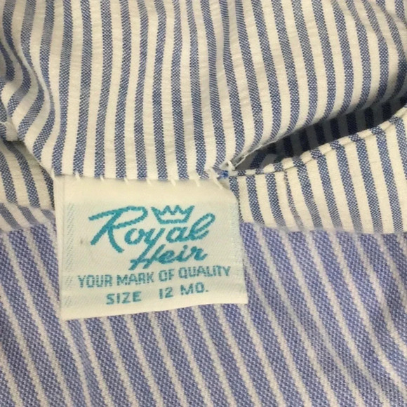 Royal Heir 12M Blue Pinstripe Duck and Boat Overall Shorts Romper for Boys - Picture 7 of 7